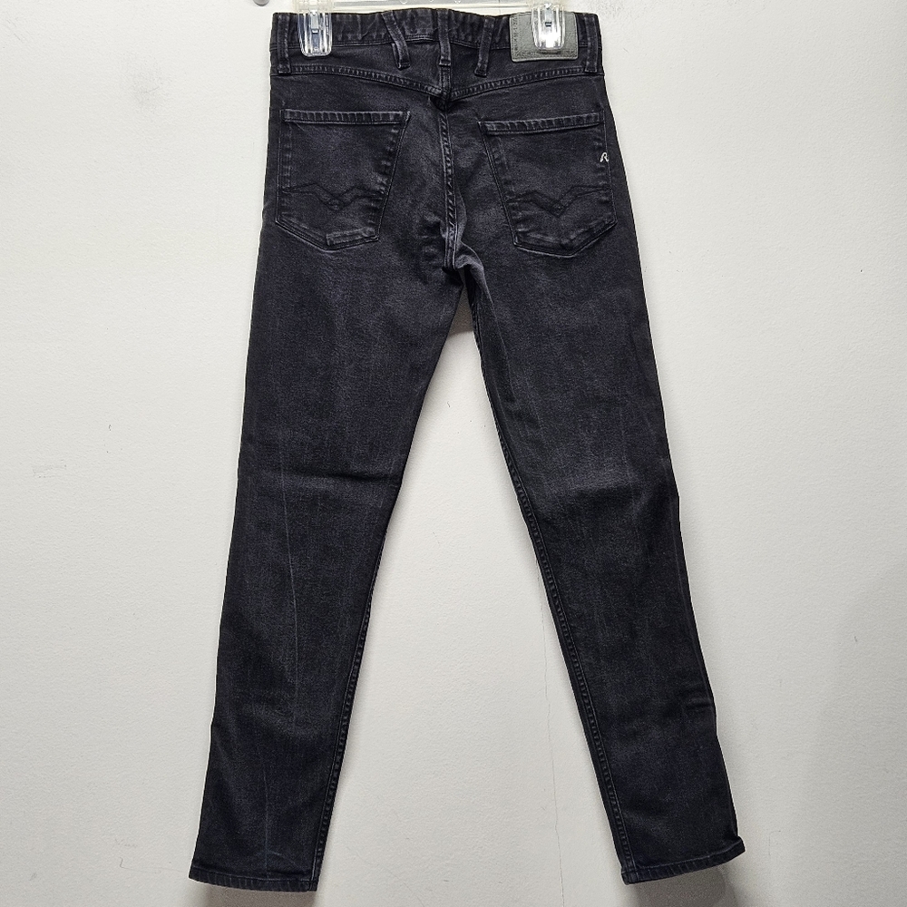 Replay Jeans Mens 29x30 Black Denim Pants Anbass HyperFlex Slim Fit Stretch